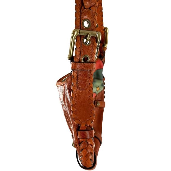 Vintage Y2K Isabella Fiore Summer of LOVE Cognac Leather Boho Handbag - Picture 4 of 9